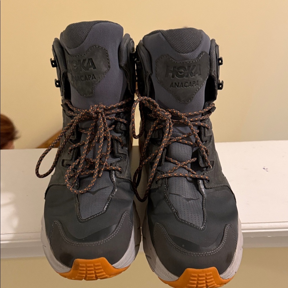 Hoka Anacapa Charcoal and Orange Hiking Boots